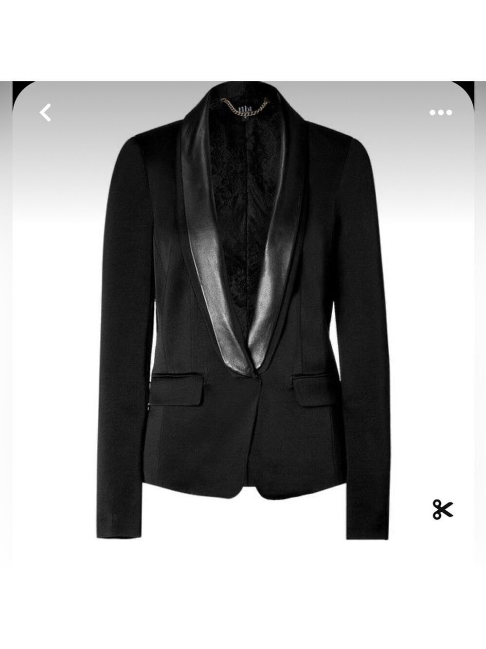 Tibi black tuxedo jacket Womens Size 8 leather lapels Formal New Years
